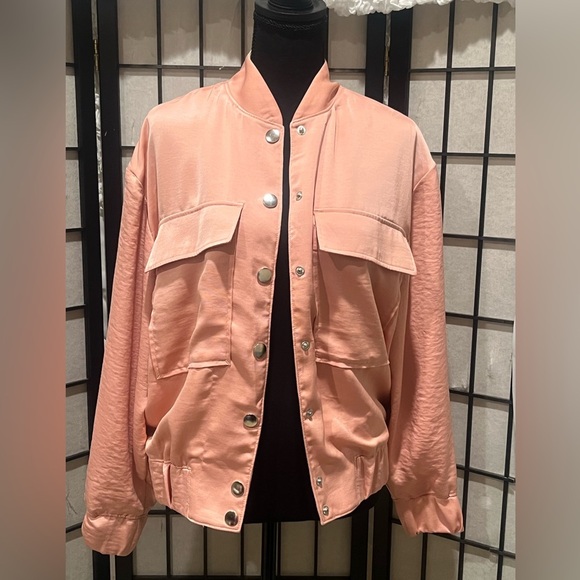 Express SATIN Blush Pink BOMBER JACKET, WOMEN SIZE XS - Picture 5 of 9